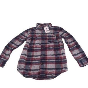 Crazy 8 Boys Plaid Shirt Size S (5-6) Long Sleeves with Collar Brown Button New